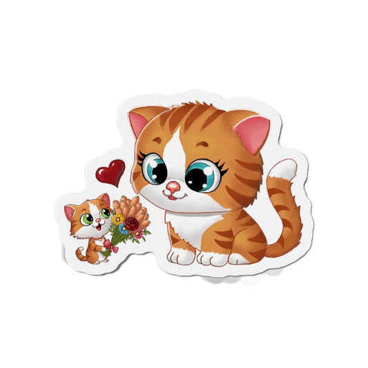 Cute Cat Die-Cut Magnets, Kawaii Cat Decor, Pet Lover Gifts, Fridge Magnets, Cat Mom Gifts, Animal Decor