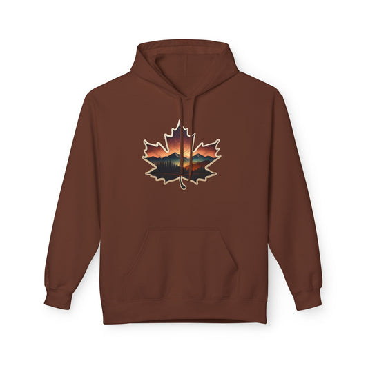Cozy Sunset Maple Leaf Hoodie | Fall Fashion, Nature Lover Gift, Warmth for Fall, Outdoor Adventure, Comfortable Wear