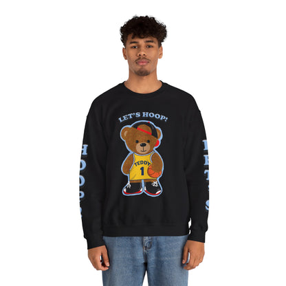 Basketball Teddy Bear Sweatshirt, Cute Athleisure, Kid's Fashion, Sports Gift, Cozy Unisex Crewneck
