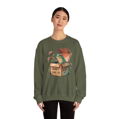 Playful Frog Graphic Sweatshirt, Unisex Crewneck, Fun Gift, Nature Lover Apparel, Inspirational Fashion, Seasonal Wardrobe