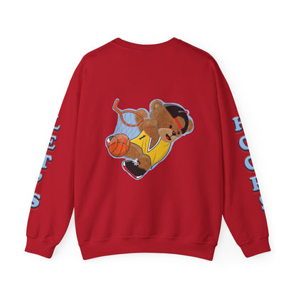 Basketball Teddy Bear Sweatshirt, Cute Athleisure, Kid's Fashion, Sports Gift, Cozy Unisex Crewneck