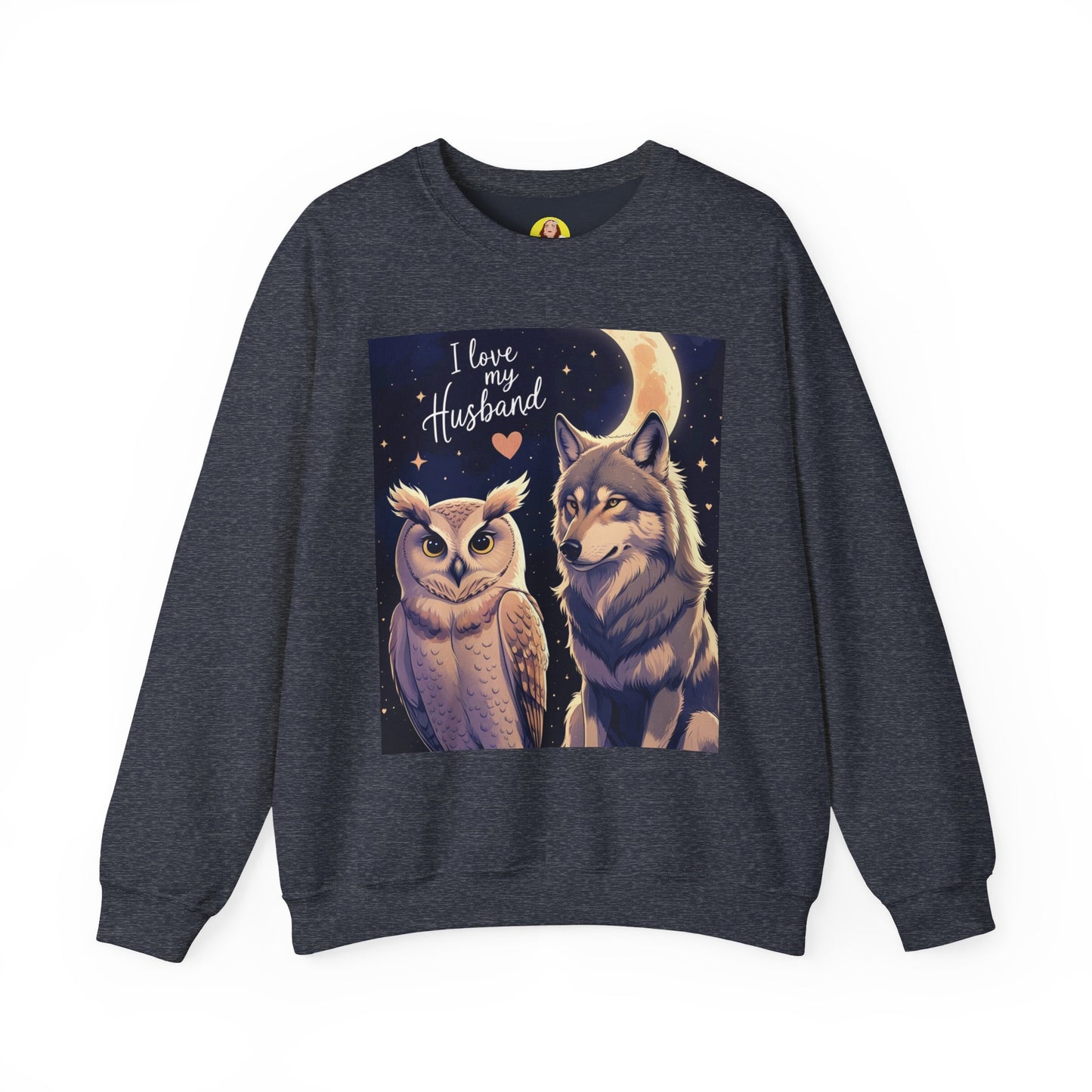 I Love My Husband Owl and Wolf Sweatshirt, Unisex Crewneck, Gift for Him, Cozy Sweatshirt, Animal Lovers, Anniversary Gift