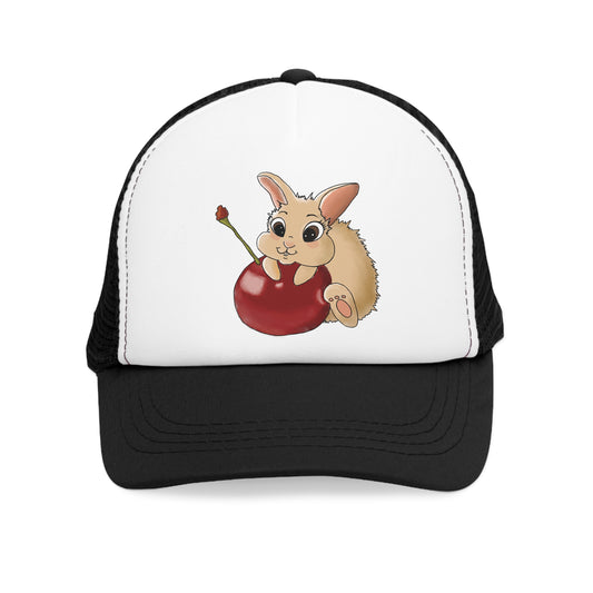 Cute Bunny Mesh Cap with Cherry - Perfect for Kids & Easter Celebrations