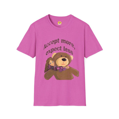 Cute Bear Graphic T-Shirt - Accept More, Expect Less - Funny Animal Tee, Gift for Friends, Cozy Casual Shirt, Birthday Gift, [...]