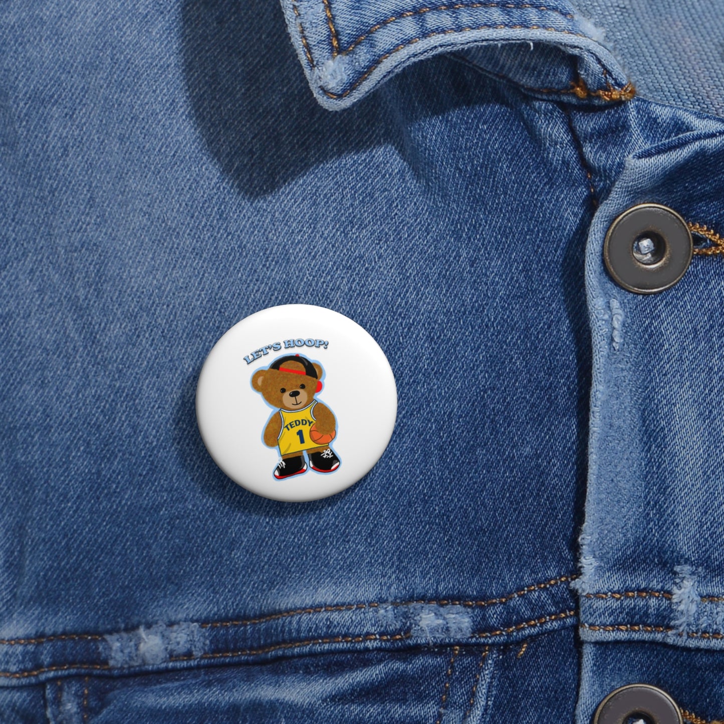 Custom Basketball Bear Pin Buttons, Fun Sports Accessories, Cute Gifts for Coaches, Players, Sports Fans, Let's Hoop!