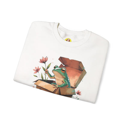 Playful Frog Graphic Sweatshirt, Unisex Crewneck, Fun Gift, Nature Lover Apparel, Inspirational Fashion, Seasonal Wardrobe