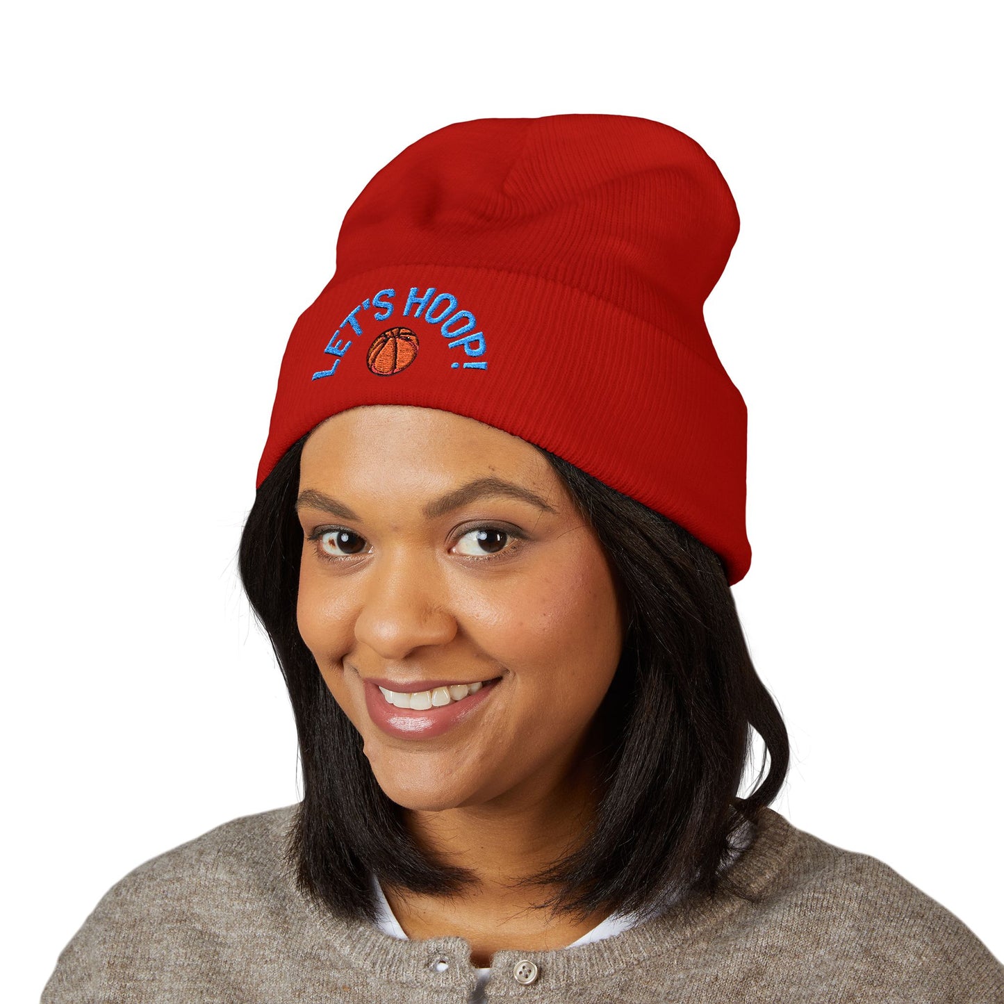 Basketball Cuffed Beanie, Playful Winter Hat, Sports Enthusiast Gift, Cozy Beanie for Players, Holiday Accessory