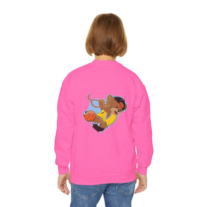 Youth Basketball Bear Sweatshirt - Cozy, Fun Gift for Kids, Perfect for Birthdays, Sports Events, or Casual Wear, Kids Crewneck