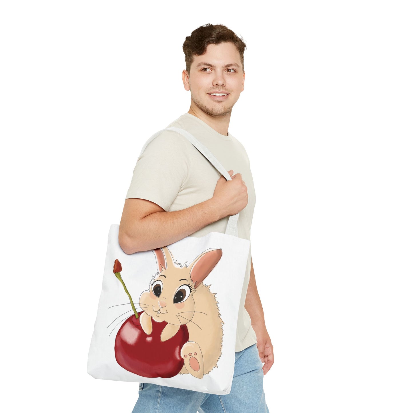 Cute Bunny Cherry Tote Bag - Adorable Animal Design for Animal Lovers
