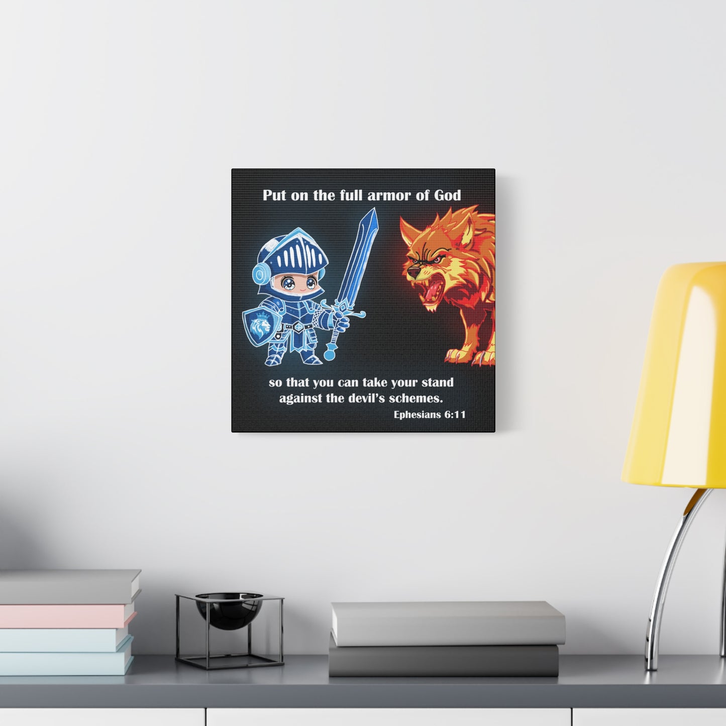 Knight and Wolf Canvas Art, Kid's Room Decor, Motivational Wall Art, Adventure Theme, Gamer Gift