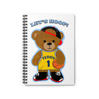 Basketball-Themed Spiral Notebook, Cute Teddy Bear Notepad for Kids, School Supplies, Gift for Young Athletes, Let's Hoop!