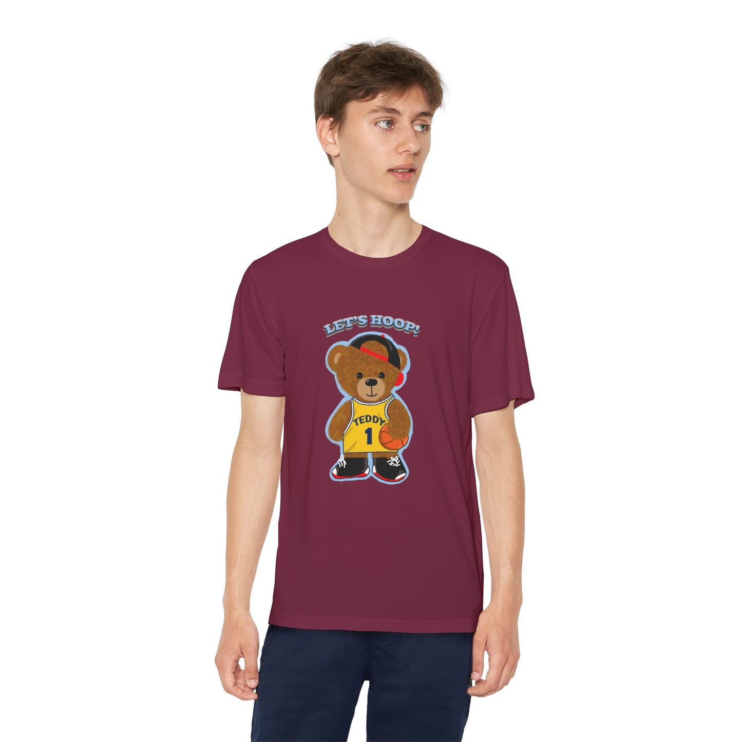 Youth Basketball Bear Tee, Fun Graphic Shirt, Kids Sports Apparel, Birthday Gift, Back to School Outfit, Teddy Bear Design