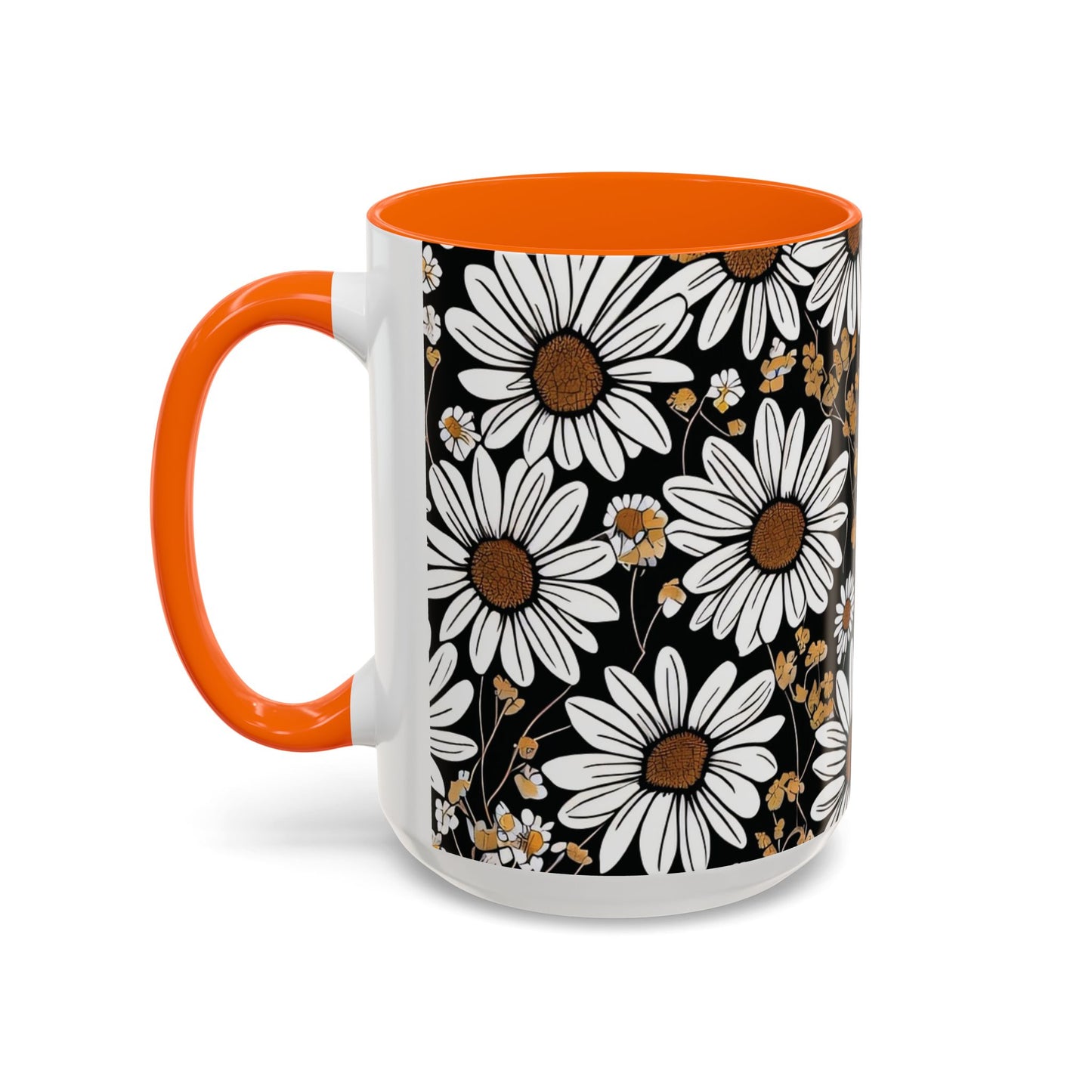 Floral Accent Coffee Mug, Daisy Design Mug for Home, Gift for Plant Lovers, Cute Coffee Cup, Spring Inspired Kitchenware