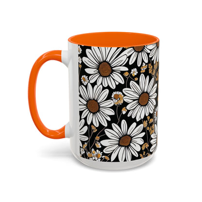 Floral Accent Coffee Mug, Daisy Design Mug for Home, Gift for Plant Lovers, Cute Coffee Cup, Spring Inspired Kitchenware