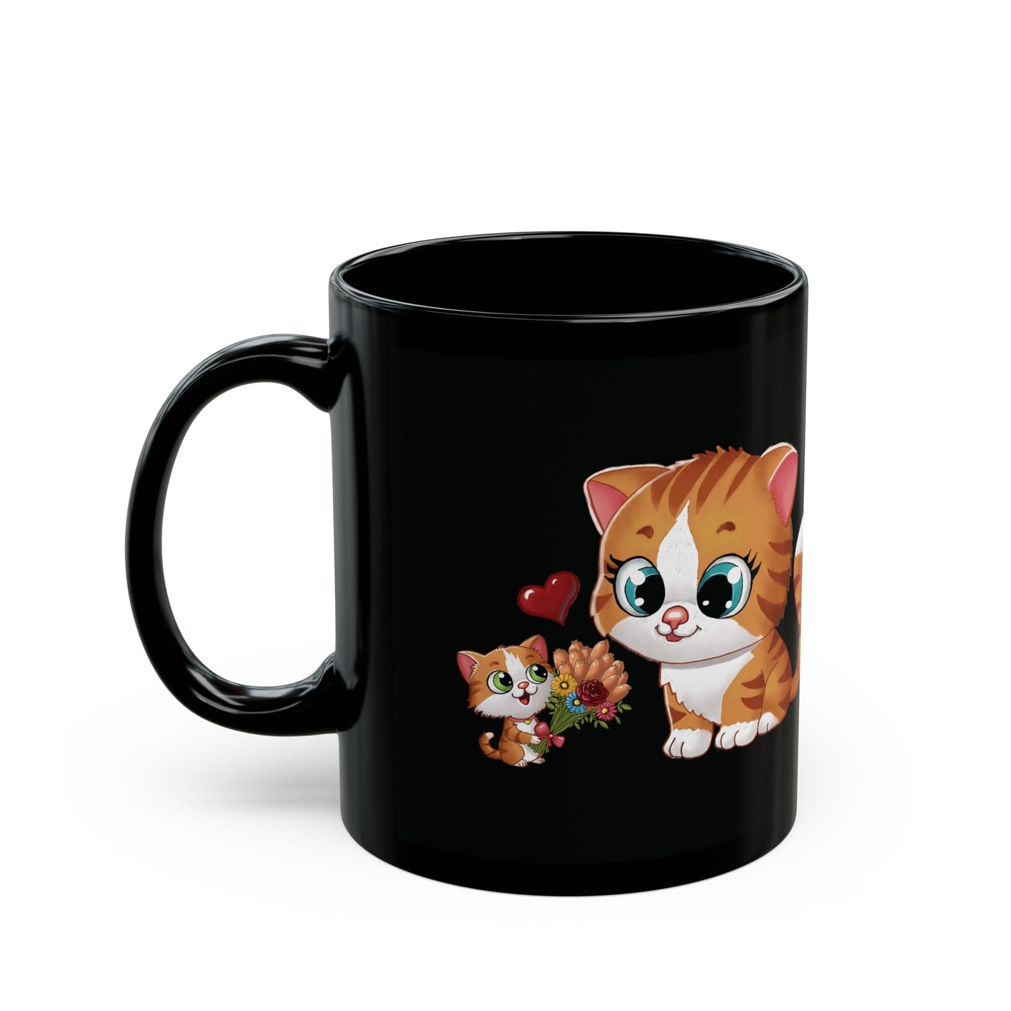 Black Mug With Cute cat design - Perfect Gift For Mom