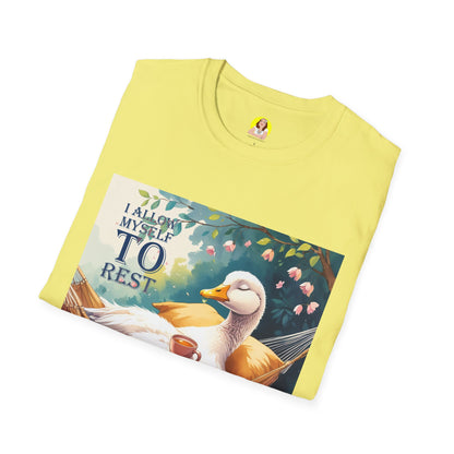 Relaxing Duck Unisex T-Shirt, Nature Lover Tee, Cozy Gift for Friends, Mother's Day Present, Unique Rest Quote Tee, Fall Apparel
