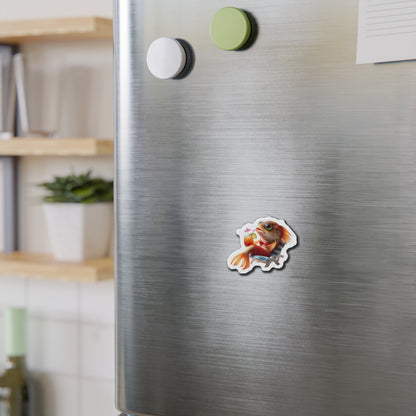 Relaxing Fish Die-Cut Magnet, Fun Fridge Decor, Unique Gift for Fish Lovers, Summer Vibe Home Accessory, Playful Kitchen Art