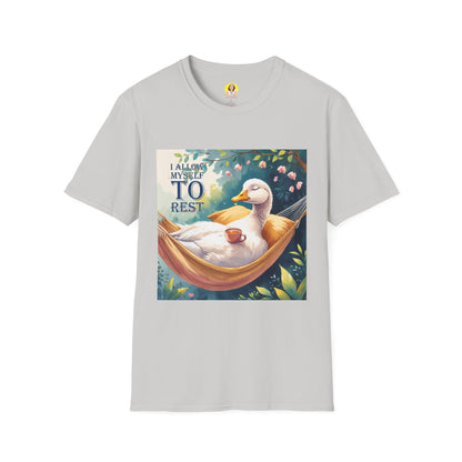 Relaxing Duck Unisex T-Shirt, Nature Lover Tee, Cozy Gift for Friends, Mother's Day Present, Unique Rest Quote Tee, Fall Apparel
