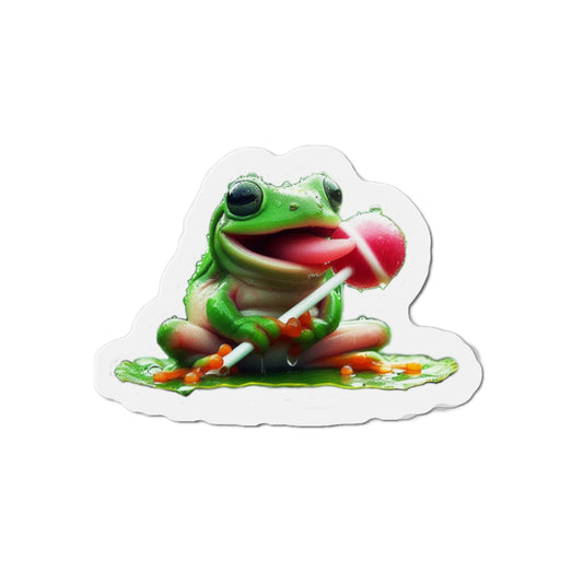 Fun Frog Die-Cut Magnet | Cute Frog Decor, Kitchen Accessories, Gifts for Kids, Refrigerator Magnet, Animal Lovers