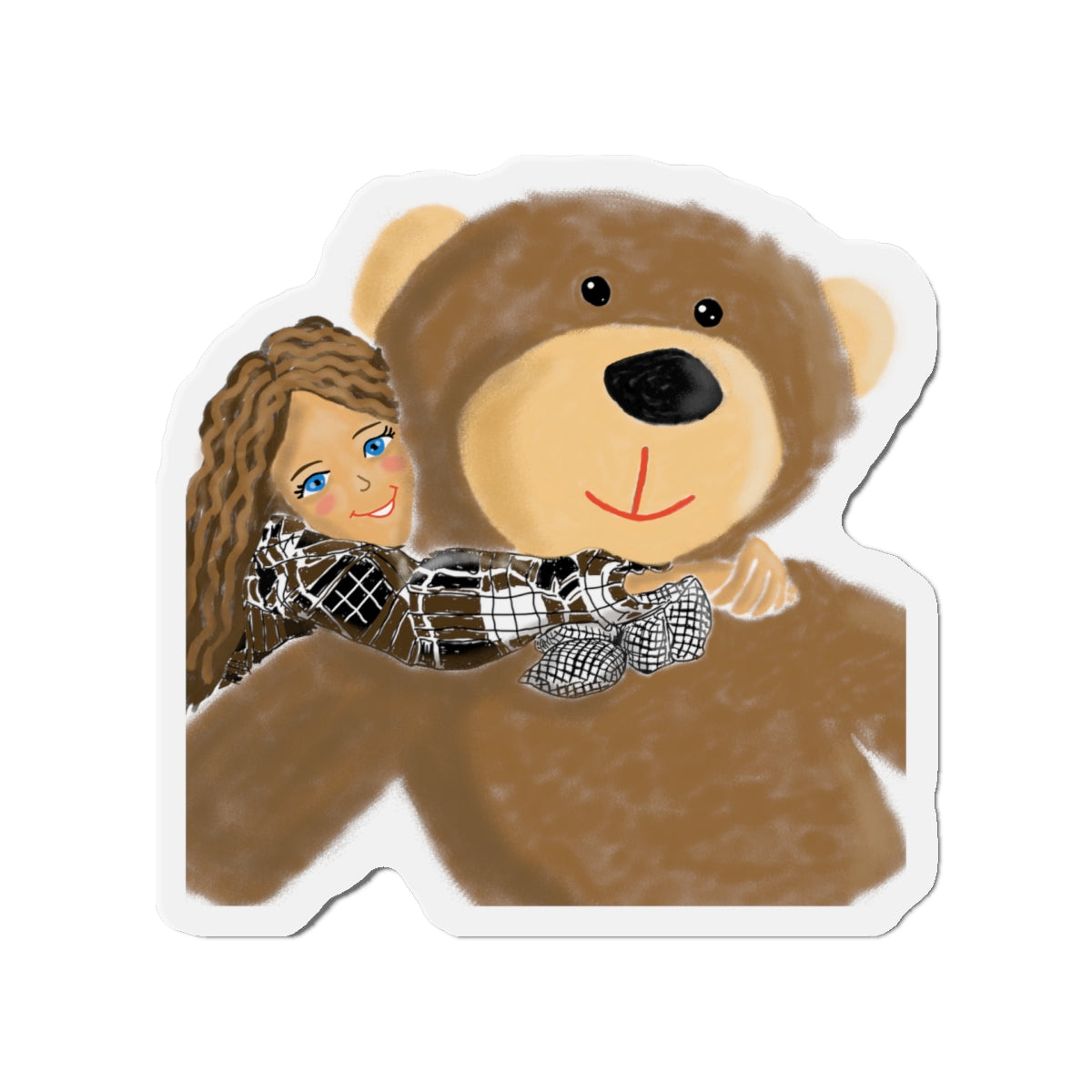 Cute Bear and Girl Die-Cut Magnet | Perfect Gift for Kids, Home Decor, Fridge Magnet, Nursery Decoration, Kids' Room