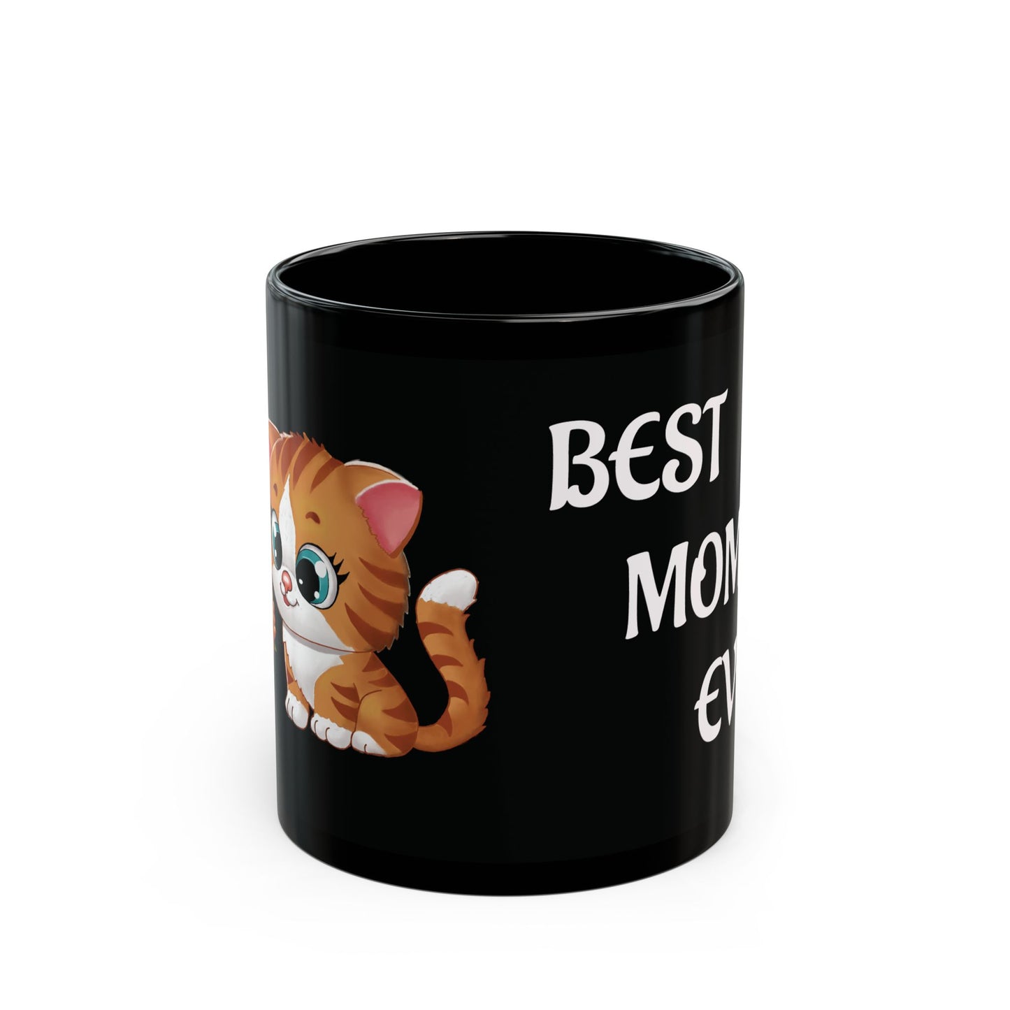 Black Mug With Cute cat design - Perfect Gift For Mom