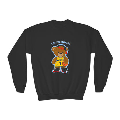 Youth Basketball Bear Sweatshirt - Cozy, Fun Gift for Kids, Perfect for Birthdays, Sports Events, or Casual Wear, Kids Crewneck
