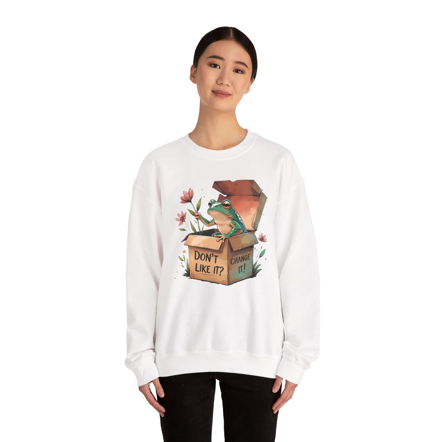 Playful Frog Graphic Sweatshirt, Unisex Crewneck, Fun Gift, Nature Lover Apparel, Inspirational Fashion, Seasonal Wardrobe