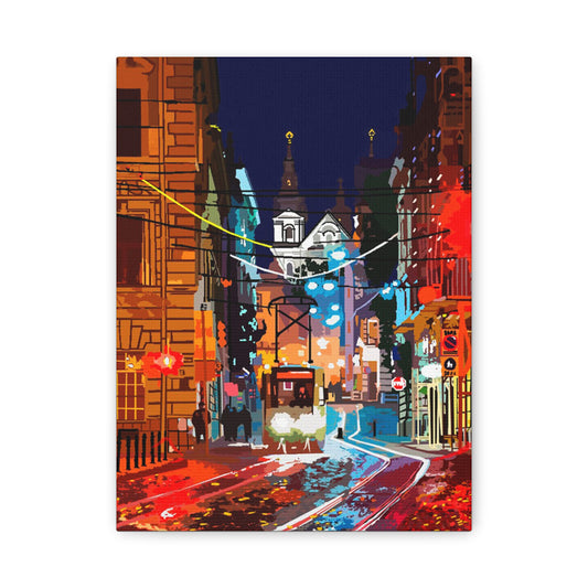 Vibrant Cityscape Canvas Wall Art, Colorful Home Decor, Gift for Art Lovers, Urban Wall Decor, Modern Artwork