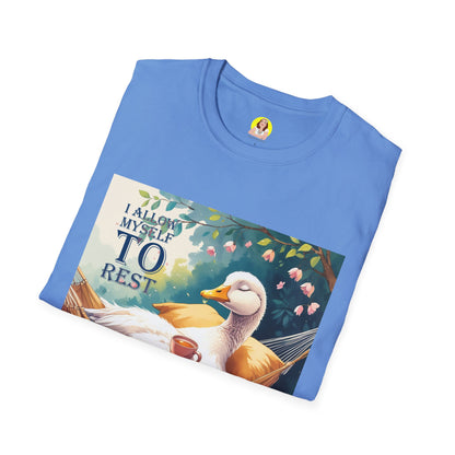 Relaxing Duck Unisex T-Shirt, Nature Lover Tee, Cozy Gift for Friends, Mother's Day Present, Unique Rest Quote Tee, Fall Apparel