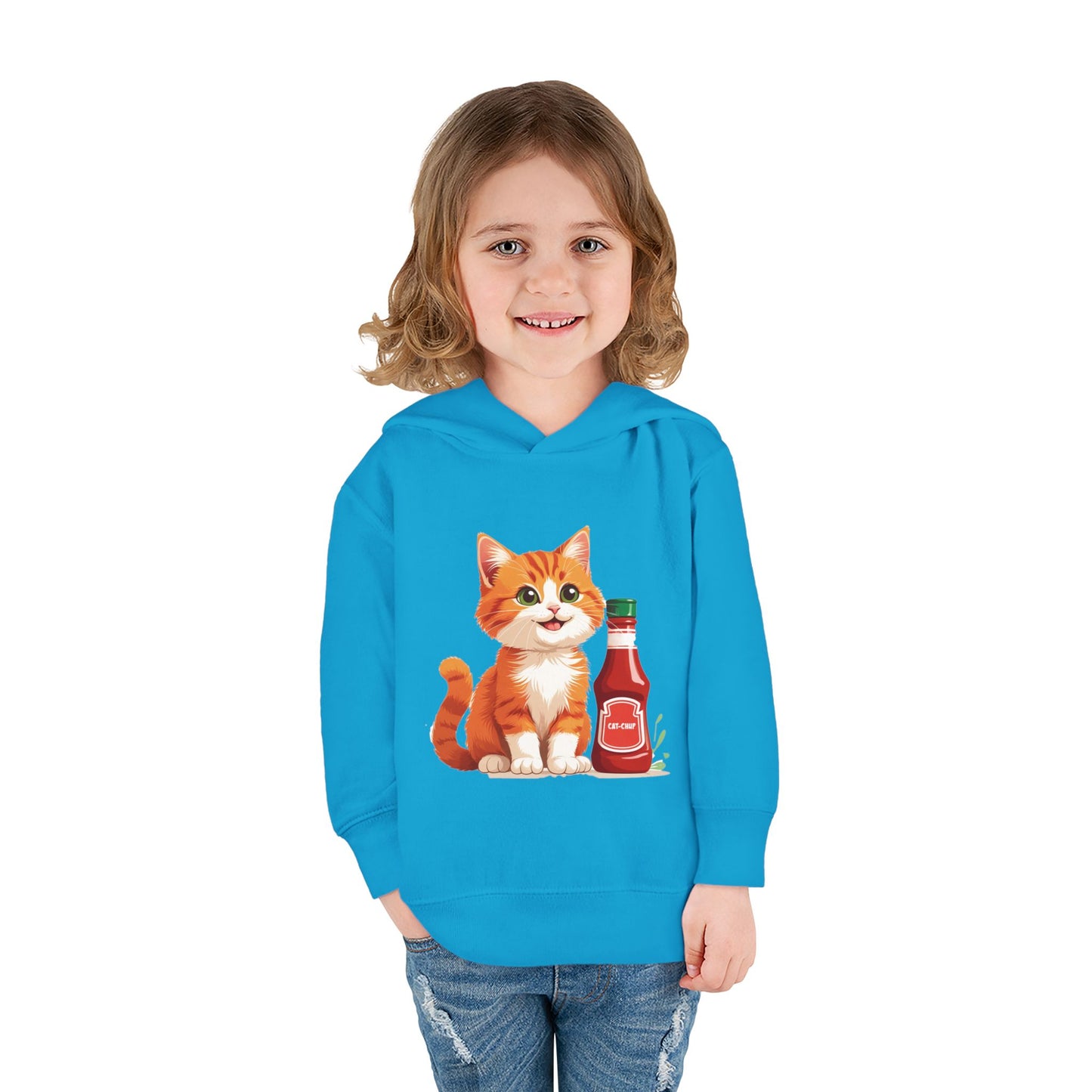 Cute Cat Fleece Toddler Hoodie, Cozy Kid's Apparel, Perfect for Gift, Winter Wear, Cat Lover's Sweatshirt
