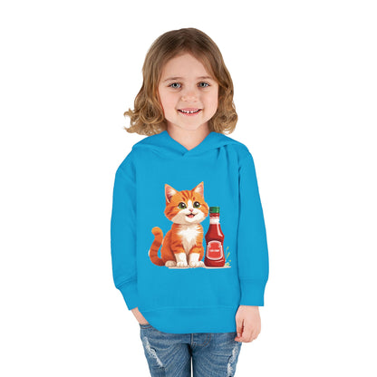 Cute Cat Fleece Toddler Hoodie, Cozy Kid's Apparel, Perfect for Gift, Winter Wear, Cat Lover's Sweatshirt