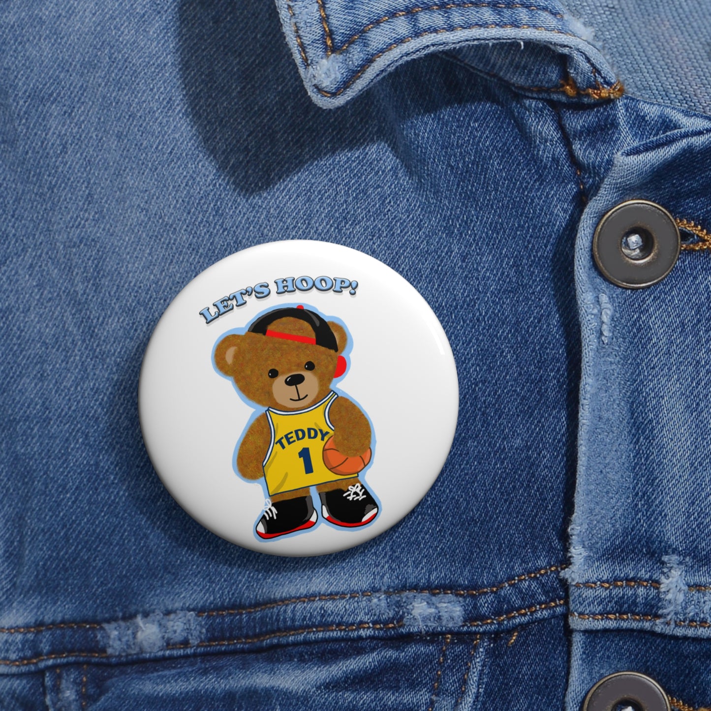 Custom Basketball Bear Pin Buttons, Fun Sports Accessories, Cute Gifts for Coaches, Players, Sports Fans, Let's Hoop!