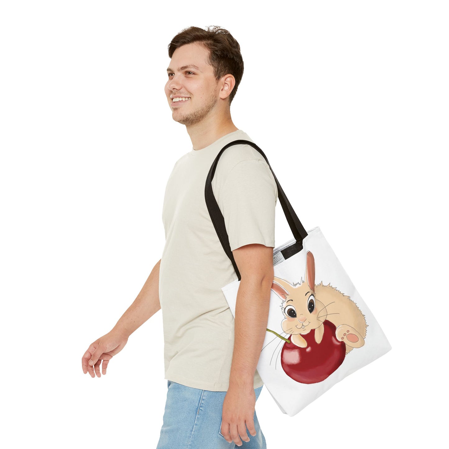 Cute Bunny Cherry Tote Bag - Adorable Animal Design for Animal Lovers