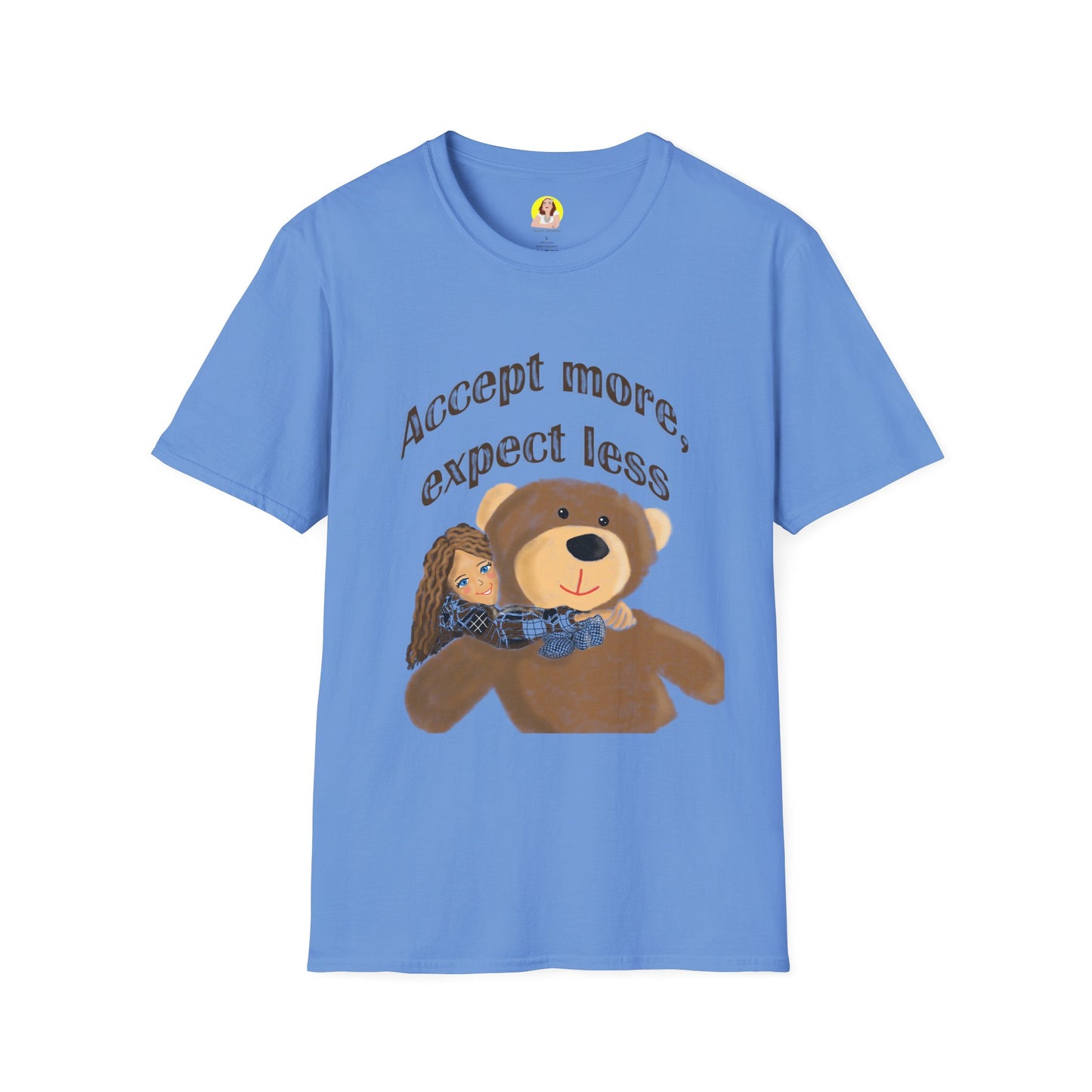 Cute Bear Graphic T-Shirt - Accept More, Expect Less - Funny Animal Tee, Gift for Friends, Cozy Casual Shirt, Birthday Gift, [...]