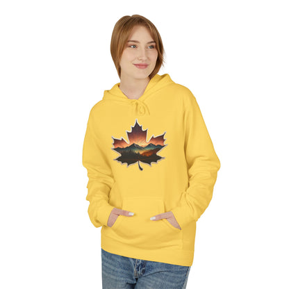 Cozy Sunset Maple Leaf Hoodie | Fall Fashion, Nature Lover Gift, Warmth for Fall, Outdoor Adventure, Comfortable Wear