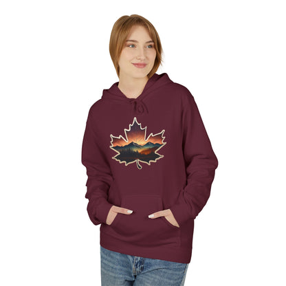 Cozy Sunset Maple Leaf Hoodie | Fall Fashion, Nature Lover Gift, Warmth for Fall, Outdoor Adventure, Comfortable Wear