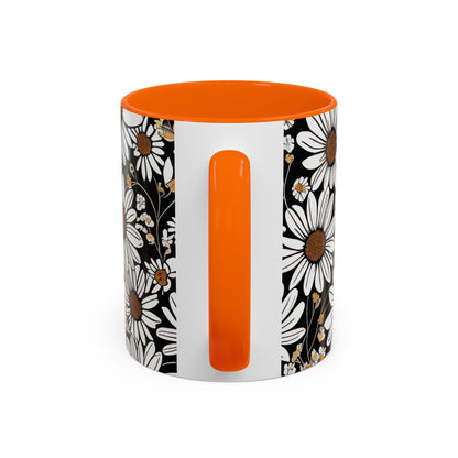Floral Accent Coffee Mug, Daisy Design Mug for Home, Gift for Plant Lovers, Cute Coffee Cup, Spring Inspired Kitchenware