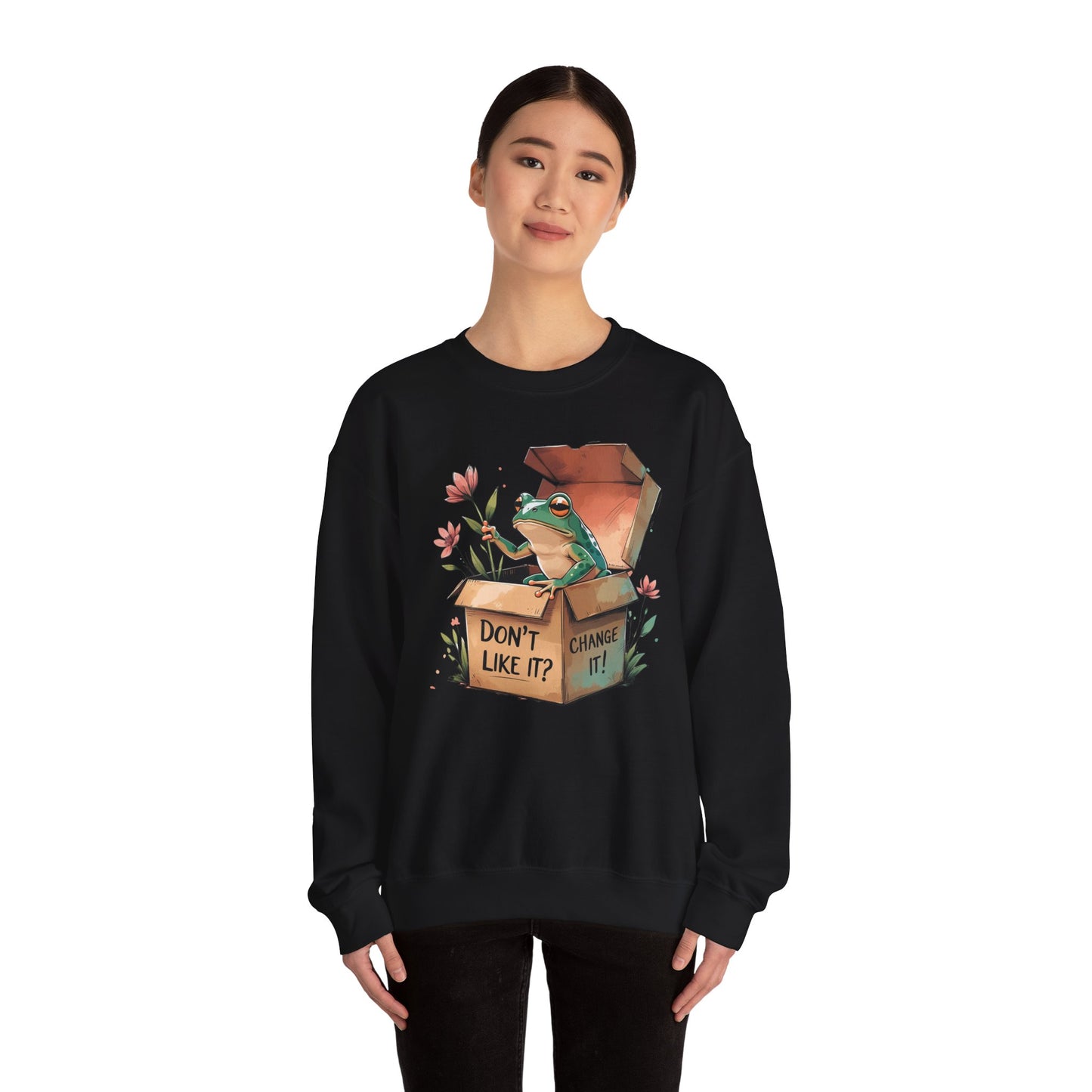 Playful Frog Graphic Sweatshirt, Unisex Crewneck, Fun Gift, Nature Lover Apparel, Inspirational Fashion, Seasonal Wardrobe