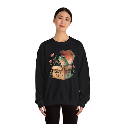 Playful Frog Graphic Sweatshirt, Unisex Crewneck, Fun Gift, Nature Lover Apparel, Inspirational Fashion, Seasonal Wardrobe