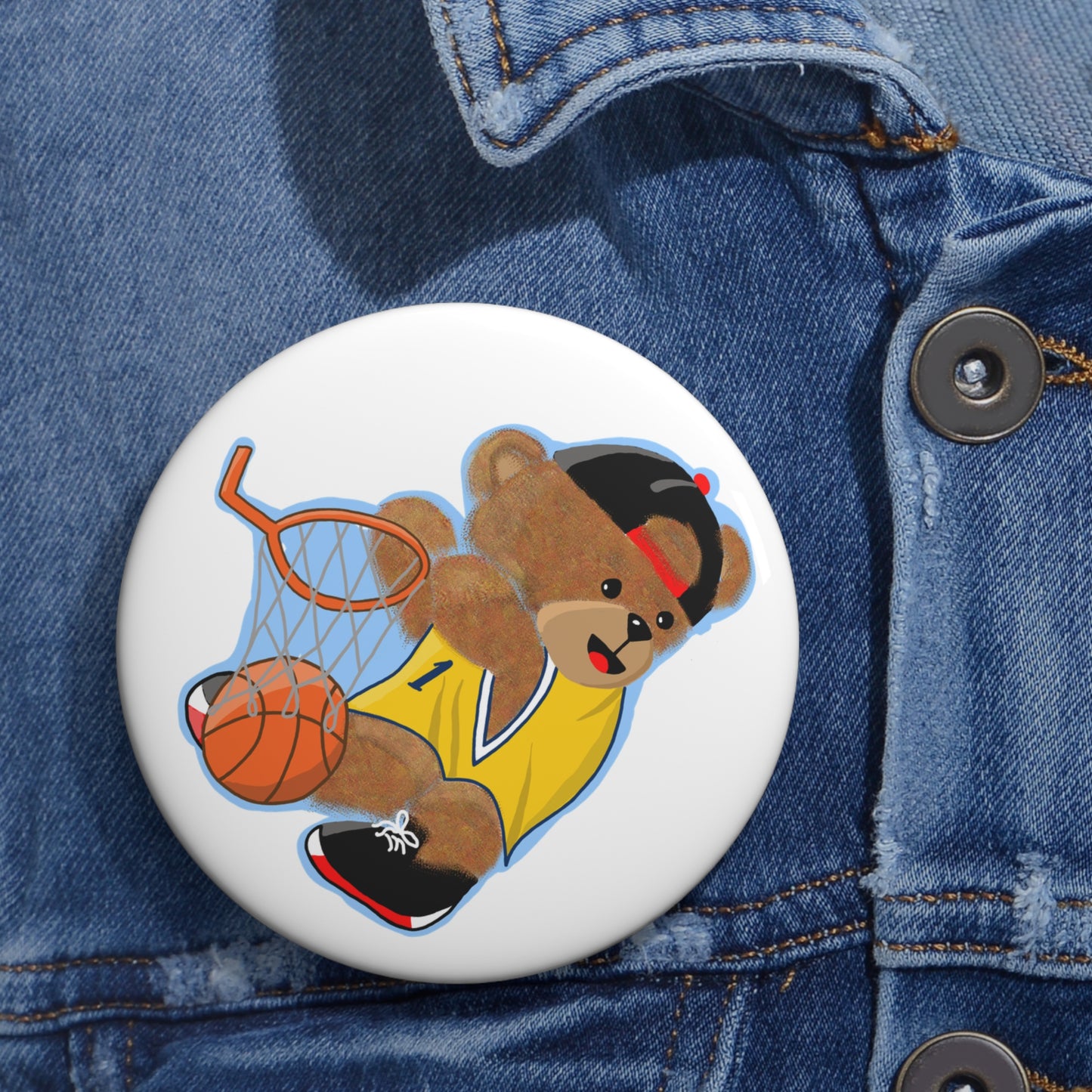Custom Basketball Bear Pin Buttons | Unique Accessories for Sports Lovers, Cute Gifts for Kids, Party Favors, Collectibles, Team Spirit