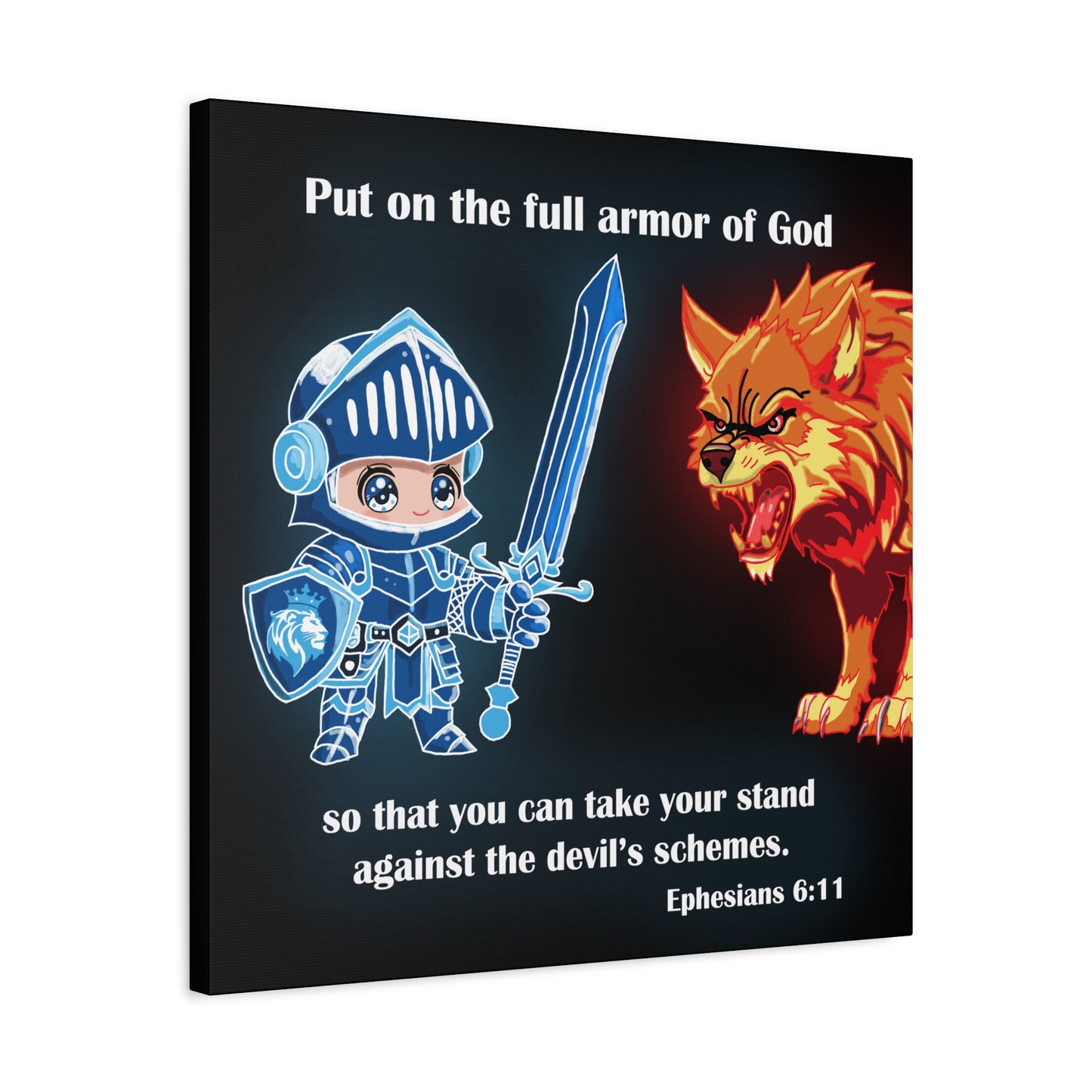 Knight and Wolf Canvas Art, Kid's Room Decor, Motivational Wall Art, Adventure Theme, Gamer Gift