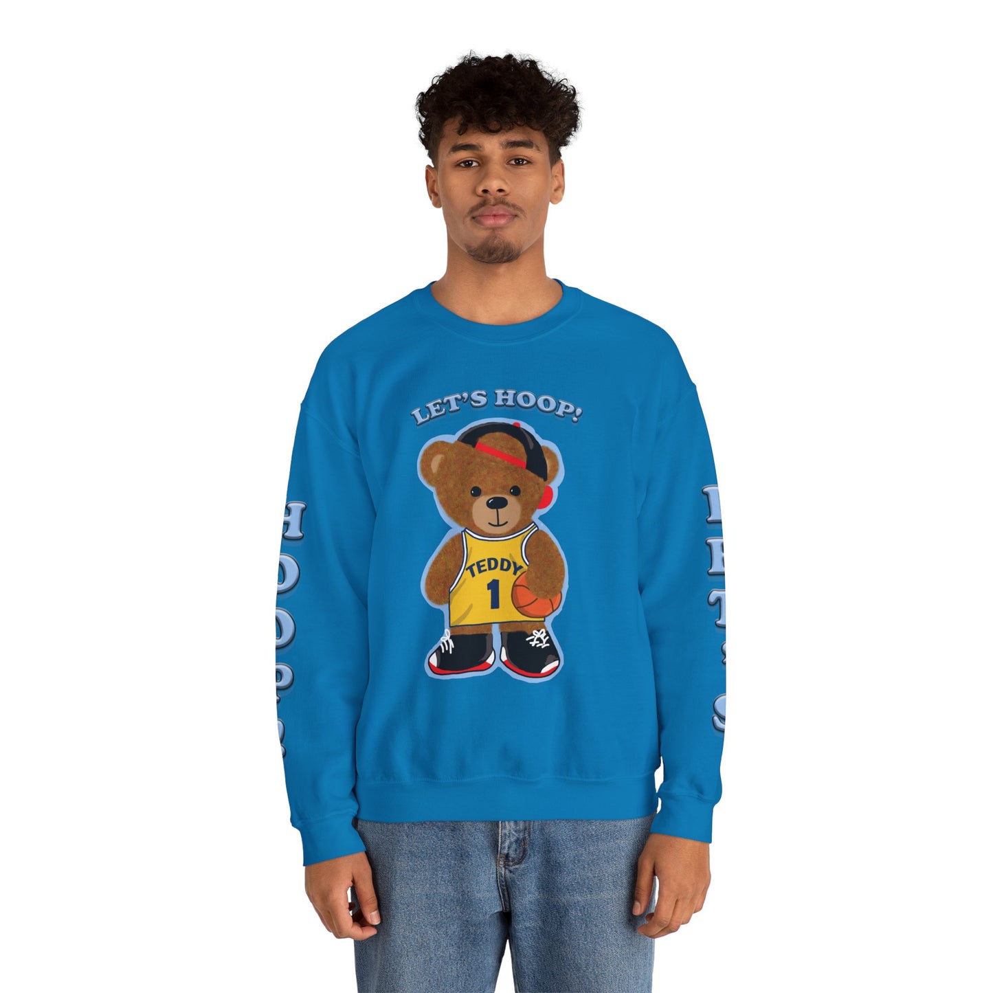 Basketball Teddy Bear Sweatshirt, Cute Athleisure, Kid's Fashion, Sports Gift, Cozy Unisex Crewneck