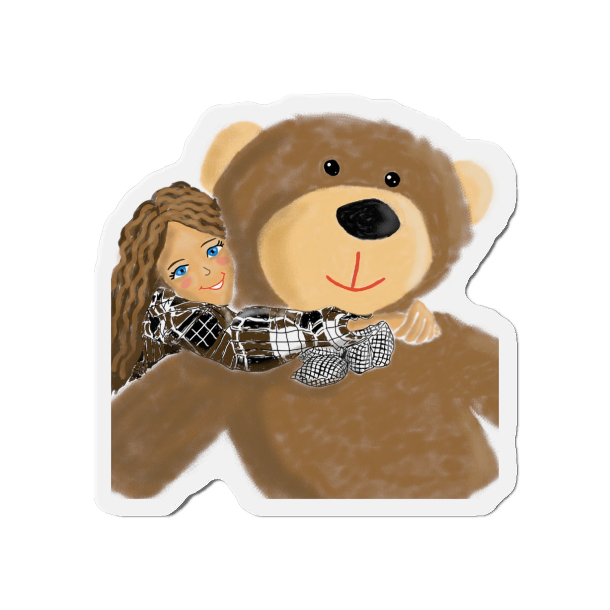 Cute Bear and Girl Die-Cut Magnet | Perfect Gift for Kids, Home Decor, Fridge Magnet, Nursery Decoration, Kids' Room