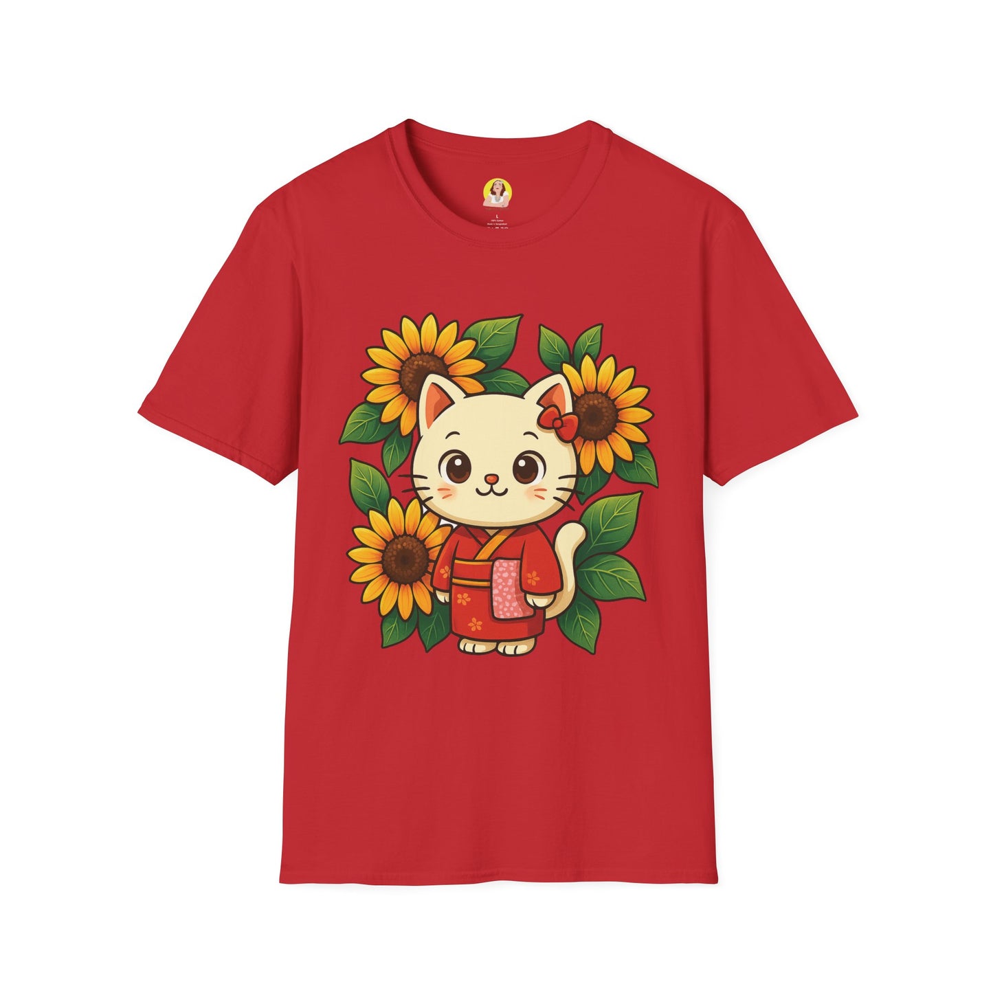 Cute Cat Floral T-Shirt | Softstyle Tee for Cat Lovers, Gifts for Her, Casual Wear, Birthday Present, Spring Fashion