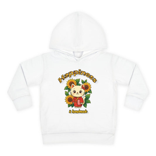 Sunflower Happiness Toddler Hoodie, Cute Kids Pullover, Fleece Sweater, Gift for Toddler, Floral Design Hooded Sweatshirt