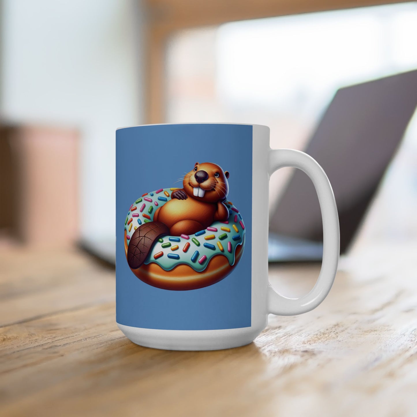 Cute Cartoon Bear Donut Ceramic Mug | Fun Gift for Animal Lovers