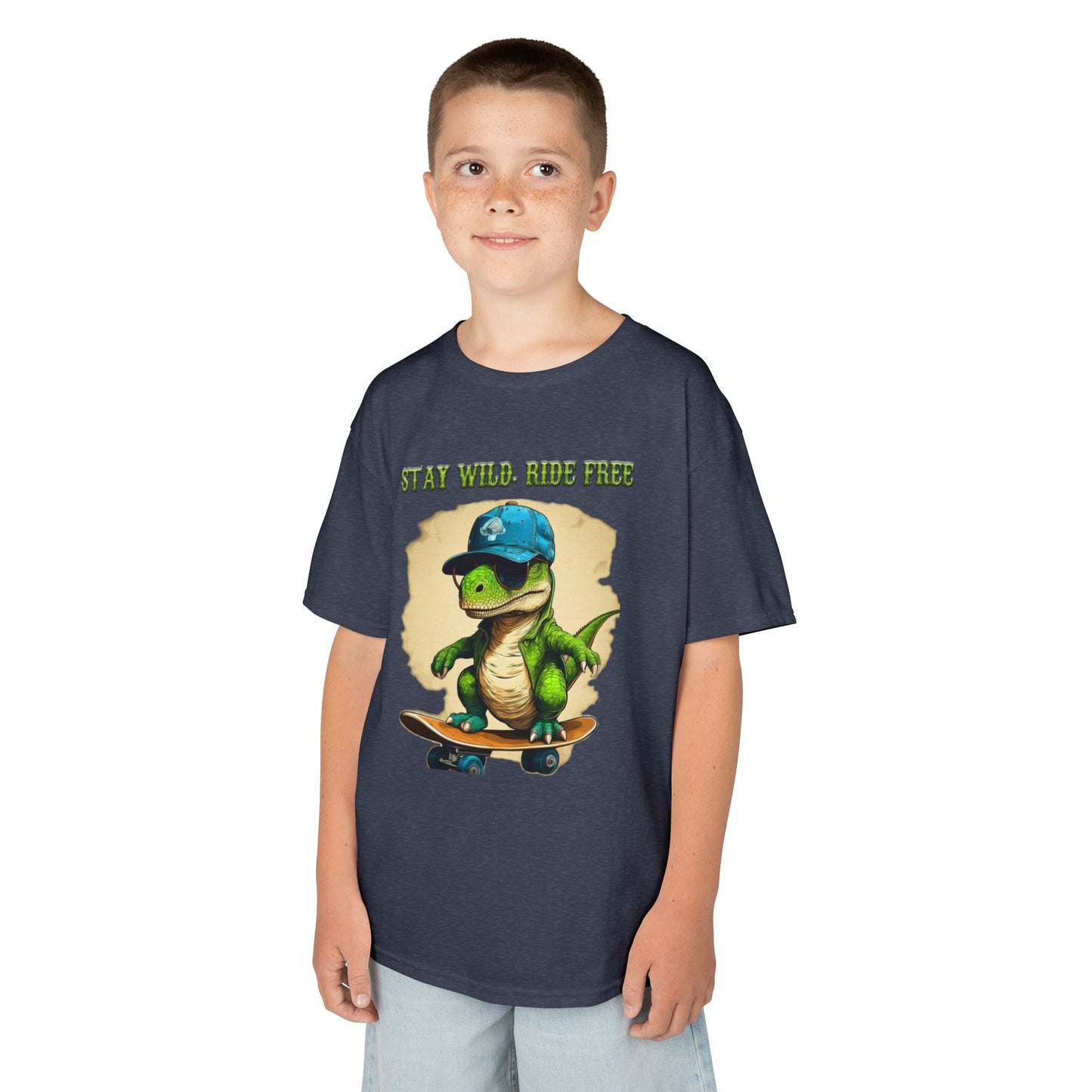 Kids Graphic Tee with Dinosaur Design, Stay Wild, Fun T-Shirt for Boys, Youth Apparel, Gift for Birthdays, Playdate Wear, Casual Style
