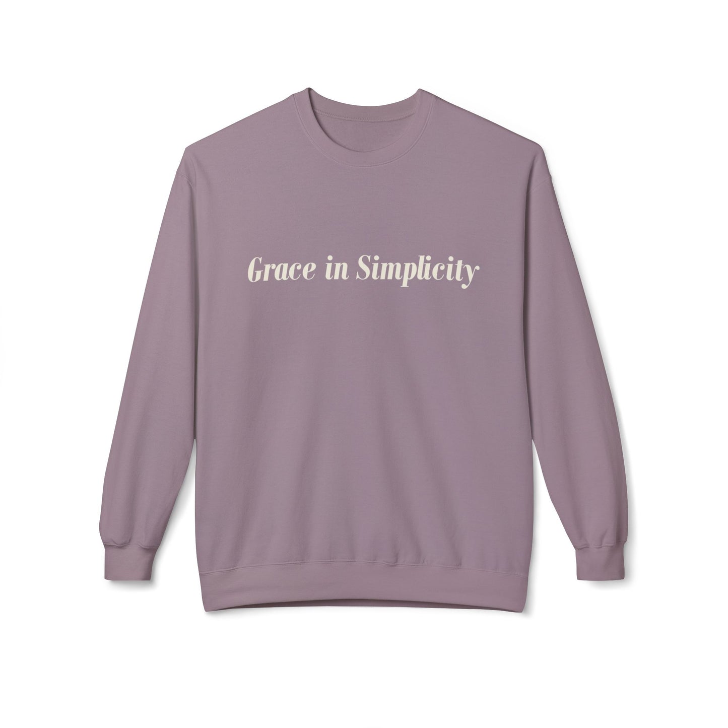 Cozy Quote Crewneck Sweatshirt - "Grace in Simplicity" - Unisex Gift, Casual Wear, Minimalist Style, Cozy Essential, Autumn Layering