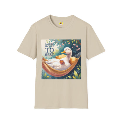 Relaxing Duck Unisex T-Shirt, Nature Lover Tee, Cozy Gift for Friends, Mother's Day Present, Unique Rest Quote Tee, Fall Apparel
