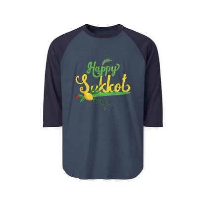 Happy Sukkot Raglan Shirt, Unisex Festive Tee, Fall Celebration Shirt, Jewish Holiday Apparel, Unique Gift for Sukkot
